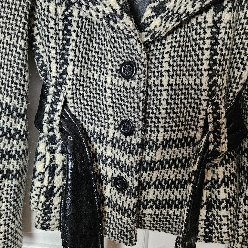 BARAMI Classic Houndstooth Black/White Women Jacket Size 12 - Picture 8 of 13
